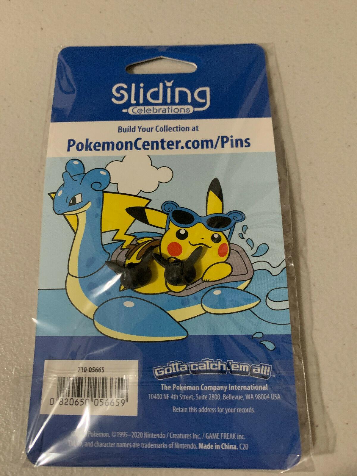 Pokemon Center Exclusive Sliding Celebrations Pin Floating Fun - Surfing Pikachu Lapras - uptownhobbies